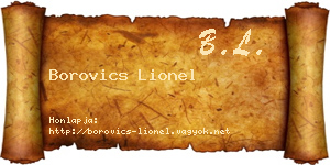 Borovics Lionel névjegykártya